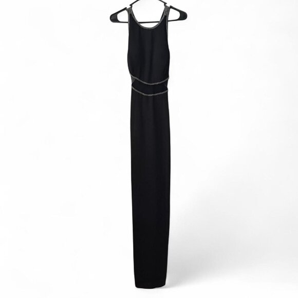 Vintage Peak Evenings Black and Silver Hand Beaded Long Maxi Dress Formal Gown - Picture 2 of 9